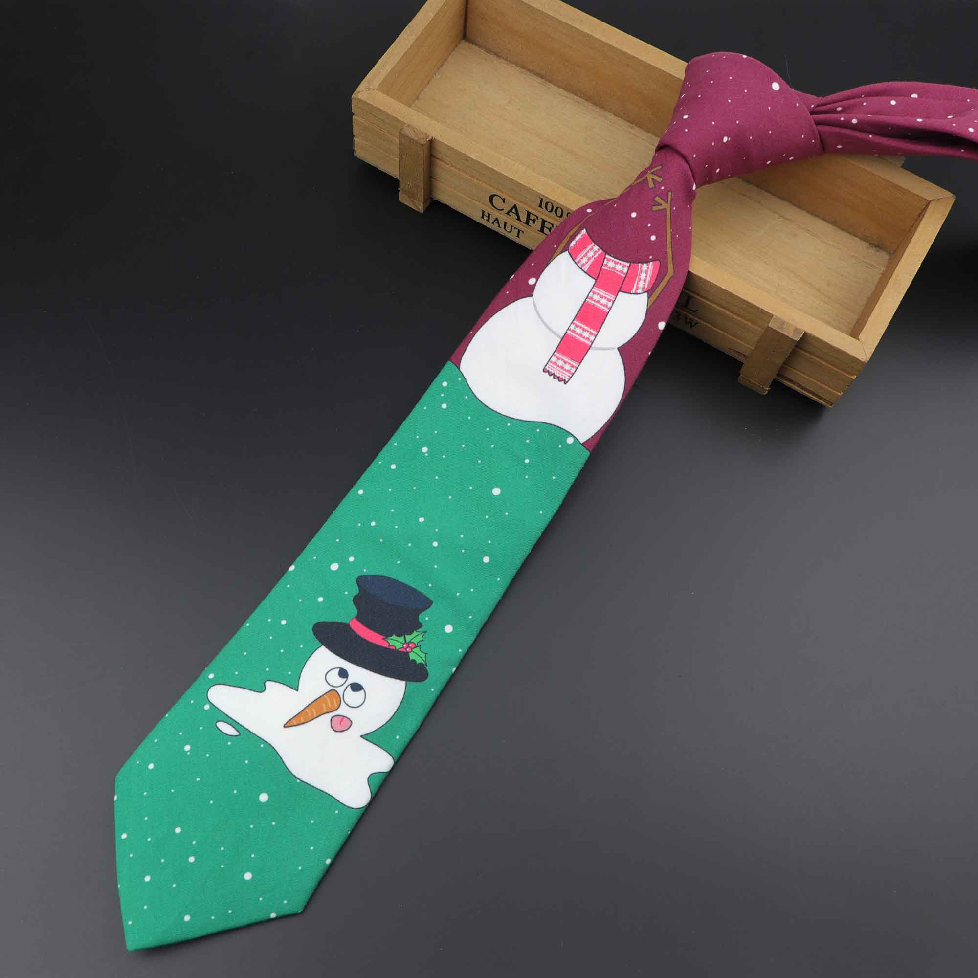 Heiße Neue Weihnachten Krawatte Herrenmode lässig Schneeflocke Drucken Baumwolle Krawatten Schneemann Professionelle aufbringen Krawatte 8cm Breite: 4