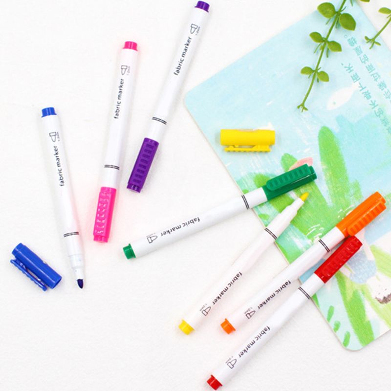 8Pcs Clothes Textile Markers Fabric Paint Pens DIY Crafts T-shirt Pigment Paint