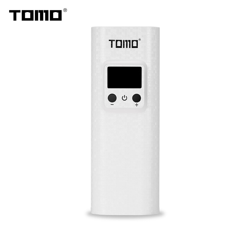 TOMO Q2 18650 battery charger DIY power bank case Portable battery Storage box LCD power display Double USB port with Flashlight: white