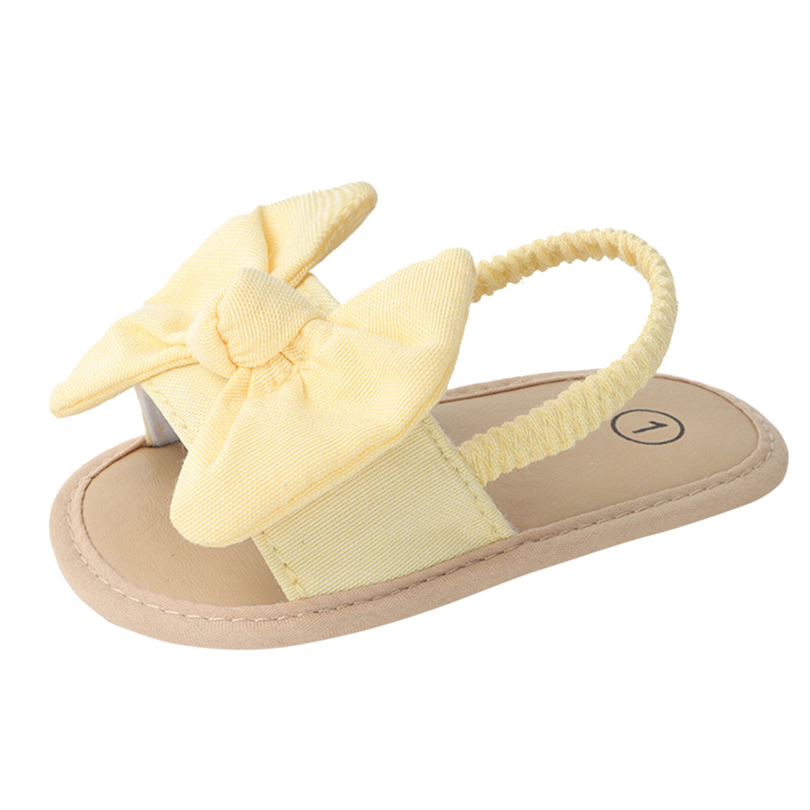 20216-18M Sandales D'été Enfants Enfant En Bas Âge Bébé Filles Vêtements Arc Solide Chaussures De Plage Sandales Prewalker Bébé Chaussures Décontractées: Yellow / 6-9 Months