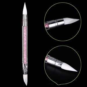 Pincel de silicona suave para decoración de uñas, pluma de pintura de goma de doble cabeza con taladro, para tallado hueco, 1 ud.: Pink