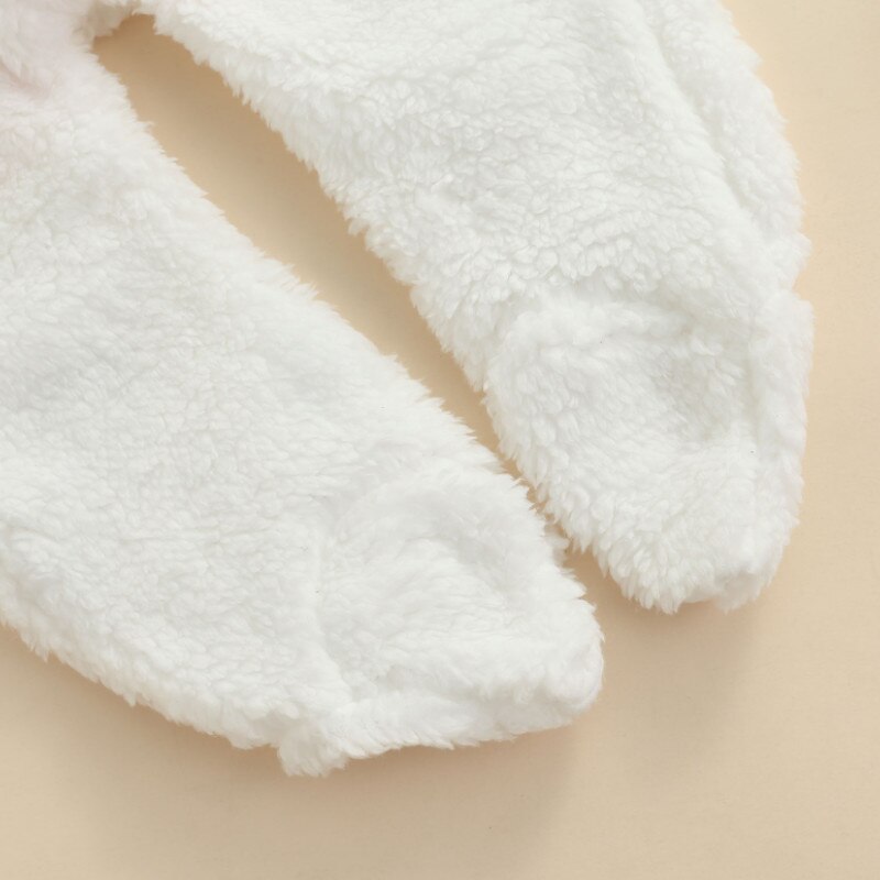 2 pezzi neonato ragazzo ragazza pagliaccetto invernale completi, tuta Fuzzy manica lunga blocco di colore piede bambino con orecchie + sciarpa
