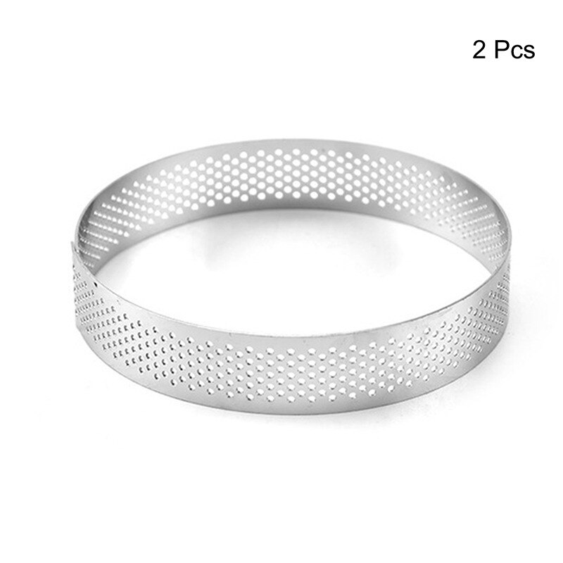 6 8 10 cm terteform i rustfritt stål ring tartelett kakemousseformer sirkelskjærer pai ring varmebestandig perforert: 2 stk 9cm