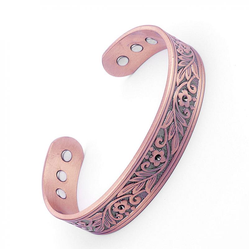 Trend Magnetische Rood Koper Anti Vermoeidheid Armband Pruimenbloesem Breed Gezicht Koperen Armband