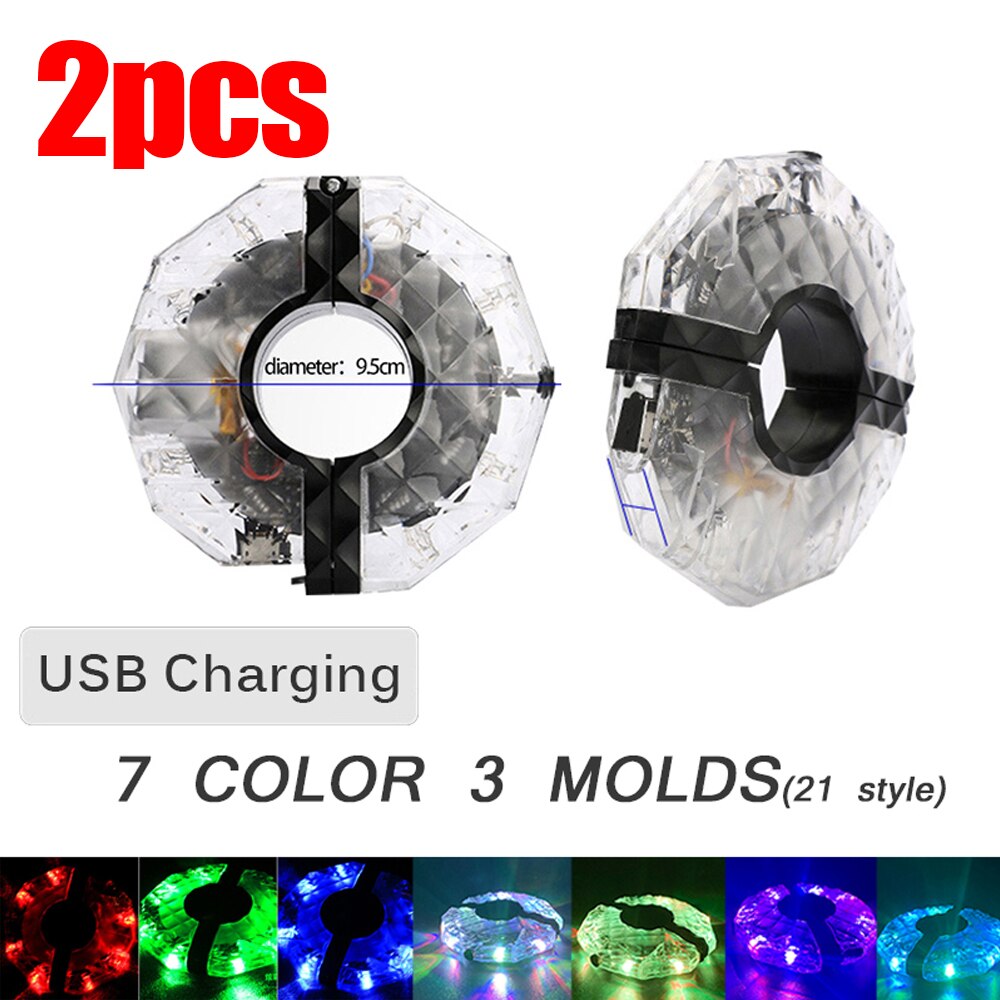 7 kolorów 21 trybów kolorowe diody doprowadziło światła robić kól roweru USB wioślarz na akumulator przedni piasta lampka na szprychy z dziećmi światła rowerek biegowy: zestaw