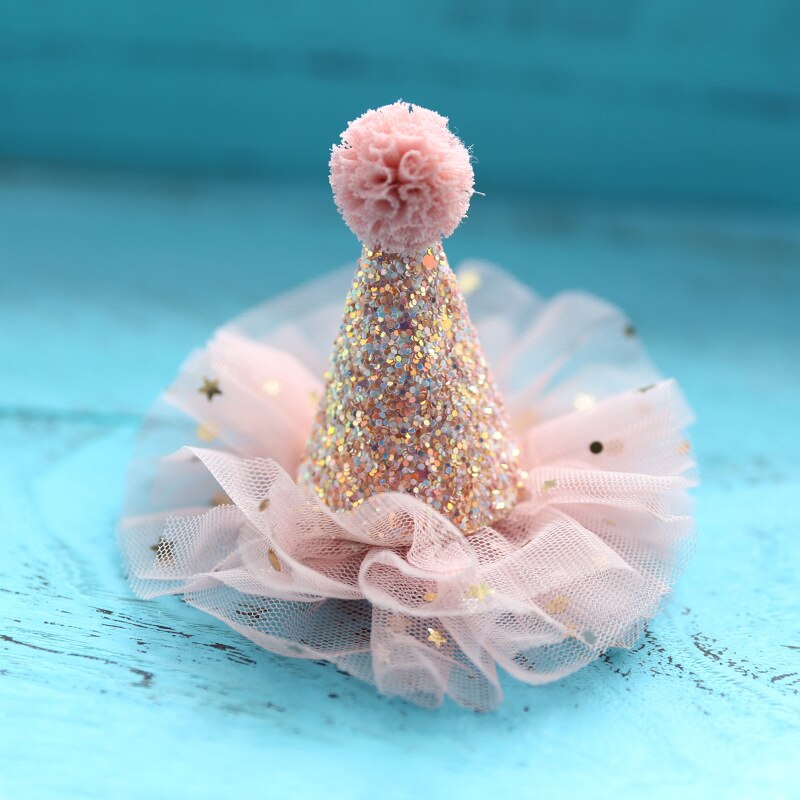 Diademas DE CORONA DE Princesa para niña, diademas de encaje brillante, accesorios para el cabello para niña, sombrero de de cumpleaños, decoración: Pink Hairpin