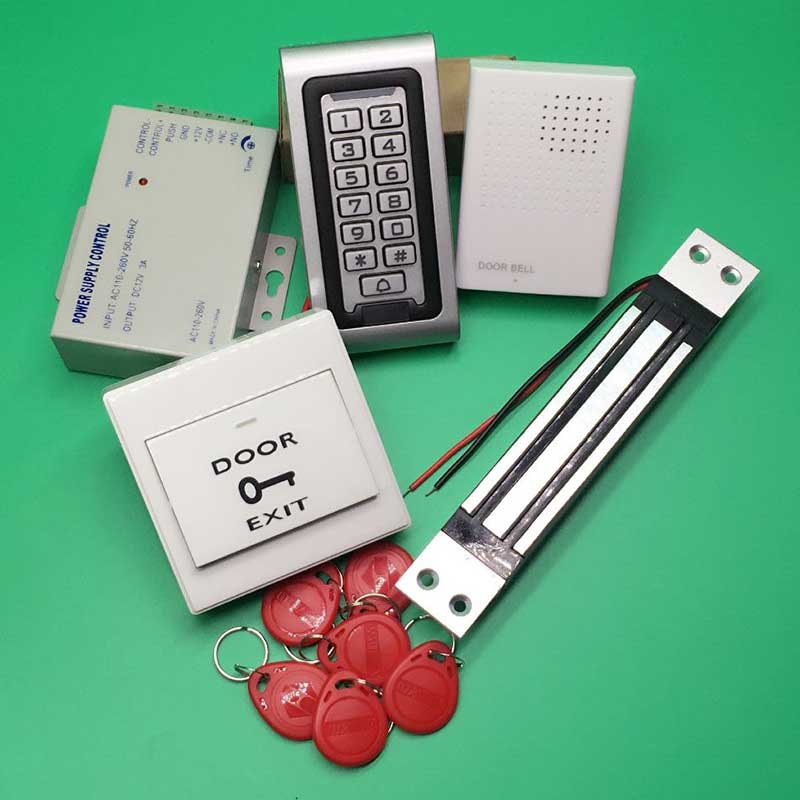 125khz Waterproof door Access Control Kit +180KG Embedded Magnetic Lock 12V3A Power Supply IP65 Access Control