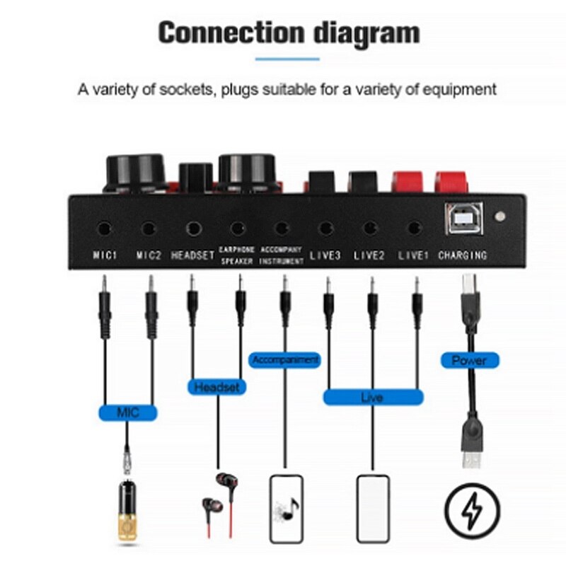 N9 external sound cards usb audio karaoke studio recording professional for gaming live phone computer