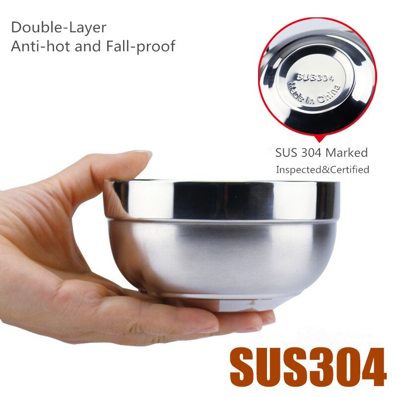Baby Bowl Feeding Dishes Spoon Baby Children's Dishes Plates 304 Stainless Steel Round Bowl Food Rice Soup Double Insulation