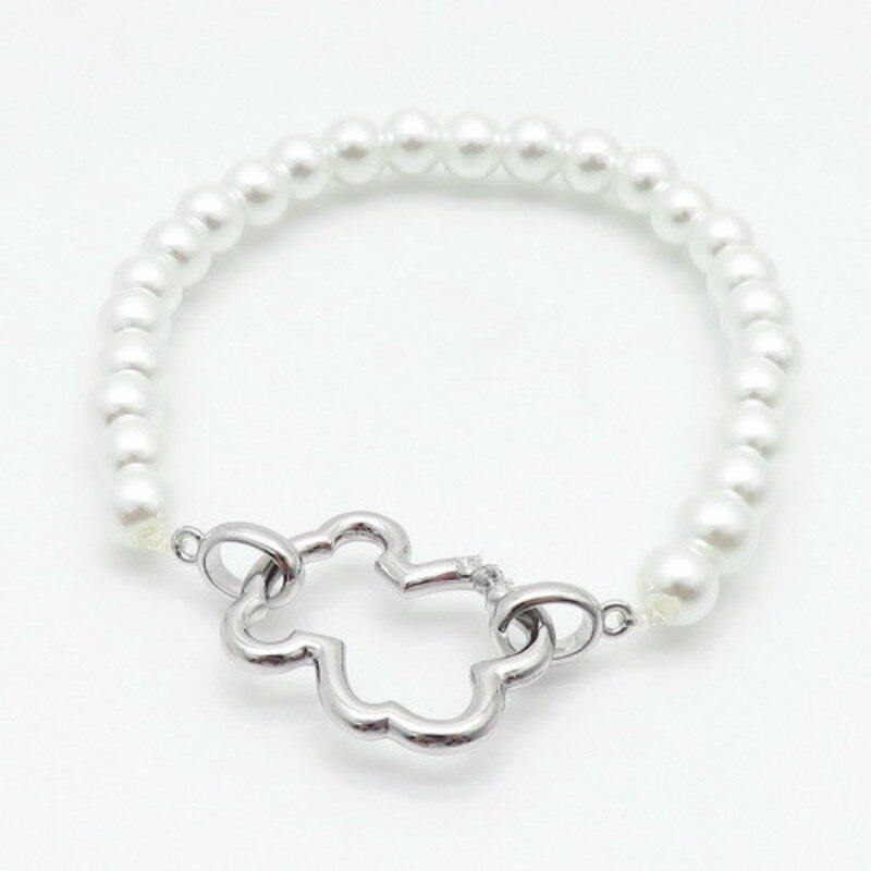 Hollow Bear Pearl Bracelet Stainless Steel Bead Charm Bracelet for Women Gold Silver Color Bear Bangle Jewelry