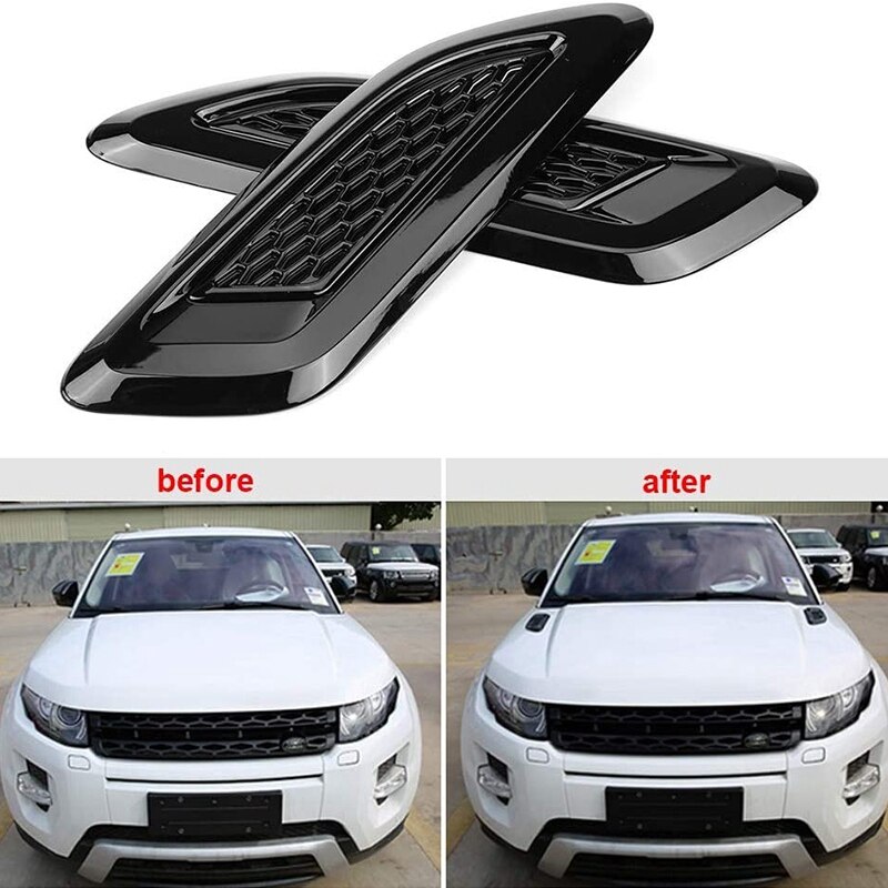 TopCar Exterior Hood Air Vent Outlet Wing Trim External Engine Hood Cover Decorative Accessories for Evoque