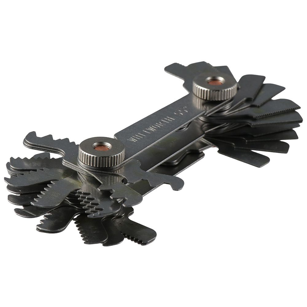 Gevindmåler i rustfrit stål, 52 stk. metrisk og britisk måleværktøj, 55 grader og 60 grader gevindmåler