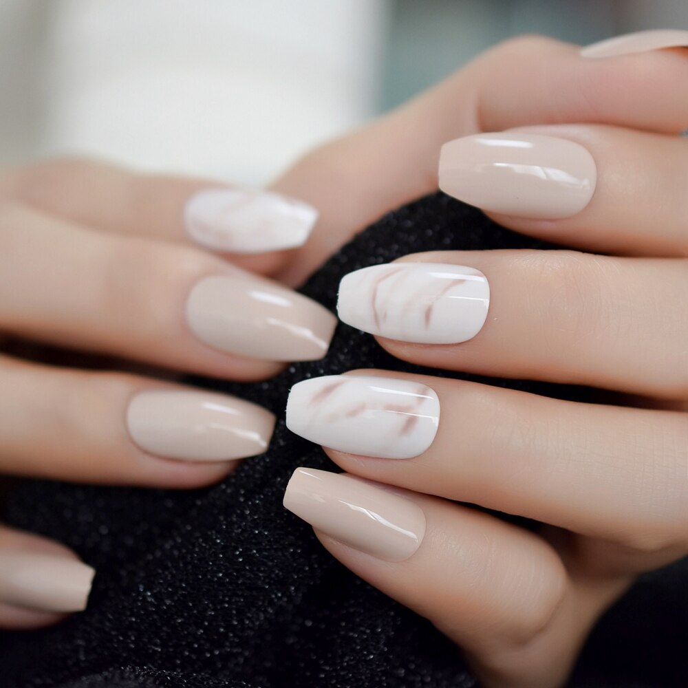 Faux-ongles pour French manucure, bleu diamant, Ombre, à pression, carré brillant, par les dames, 24 Ct: L5166