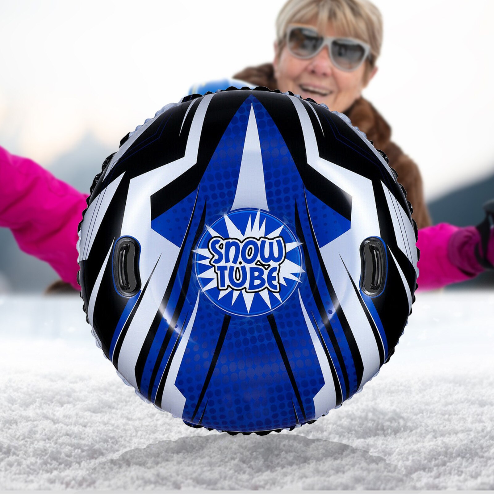 Ski Circle Skiing Board Pvc Winter Inflatable Ski Circle With Handle Durable Children Adult Outdoor Snow Tube Skiing Accessories