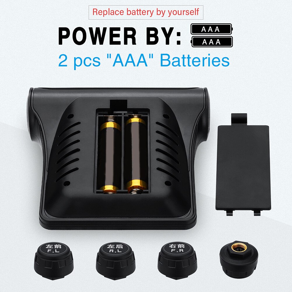 Monitoring System with 4 External Sensors Monitoring Tyre Temperature Solar Car TPMS Vehicle Tire Pressure Alarm System