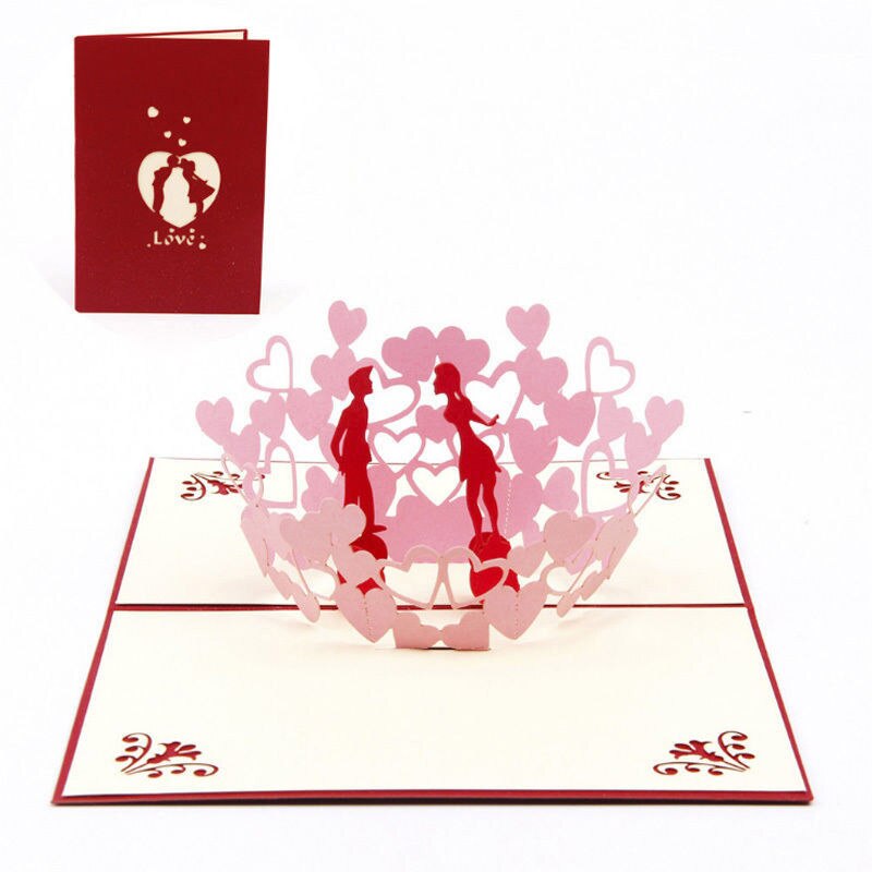 3d pop up lykønskningskort kærlighed romantisk fødselsdag bryllup jubilæum valentinsdag invitationer lykønskningskort: 4