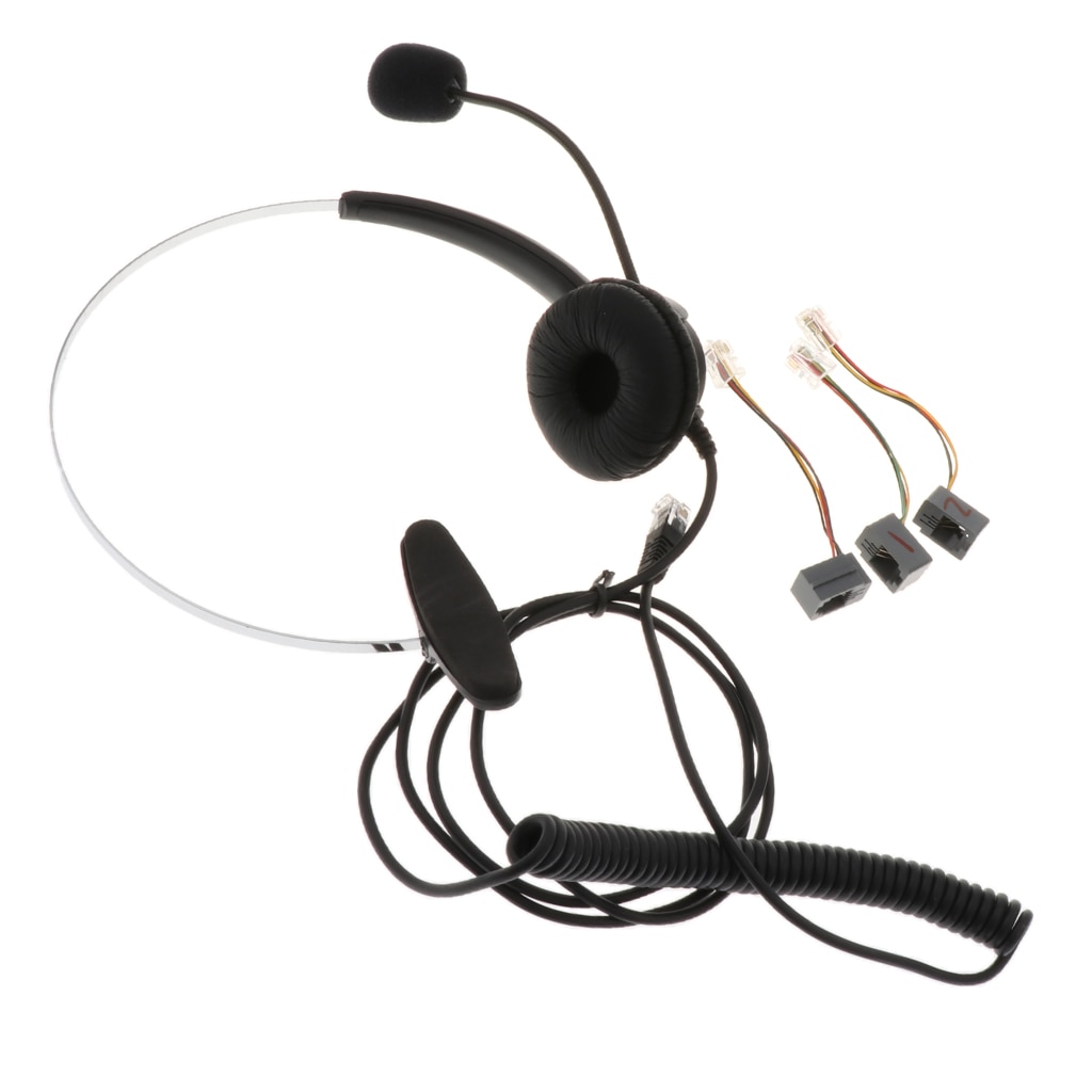 4-Pin RJ9 Mono Headset Handsfree Call Center Hoofdtelefoon Voor Bureau Telefoons Met Ruisonderdrukking Microfoon-zwart