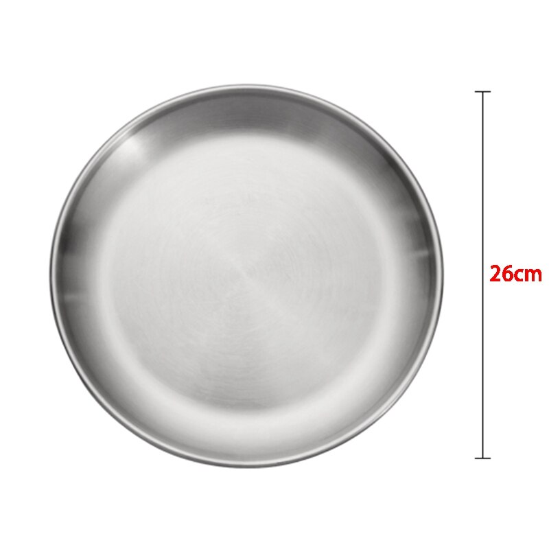 Diameter Circular Cold Plate Disc Stainless Steel Flat Plate Dishware Thickened Shallow Tray Restaurant Plate Flat Dish