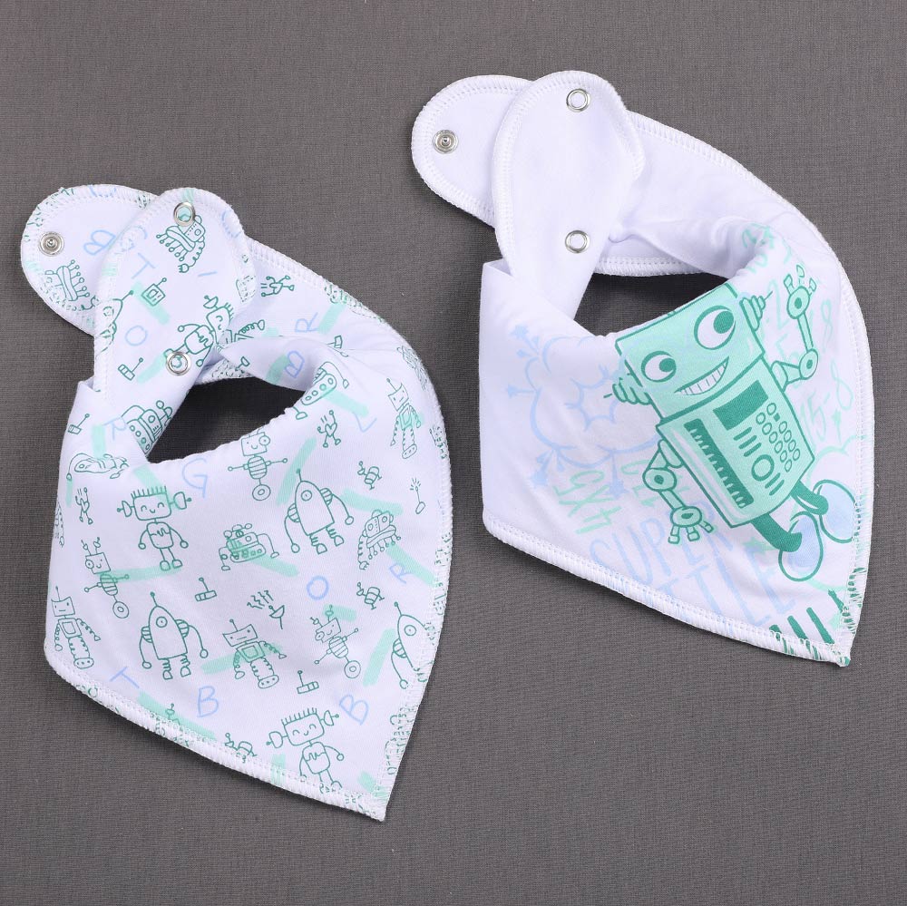 Bavettes unisexe pour bébés, en Bandana, 2 pièces, boutons ajustables, pour bavoirs pour -né, 100% coton, accessoires utiles pour bébés: K20024