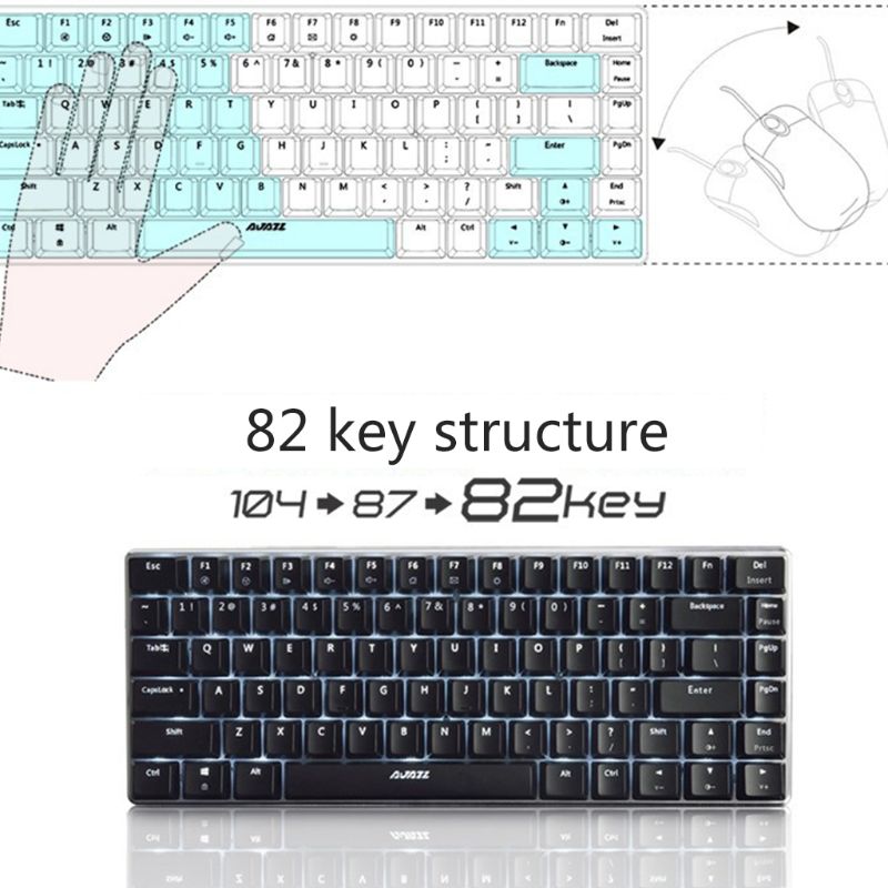 1 Pc Ajazz AK33 82 Toetsen Mechanische Toetsenbord Russisch/Engels Layout Gaming Toetsenbord Rgb Backlight Schakelaar Bedraad Toetsenbord