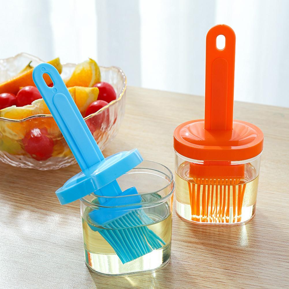Portable Silicone Oil Brush Bottle Barbecue Brush with Protective Cover Heat Resistant Baking Tools Pastry BBQ Outdoor