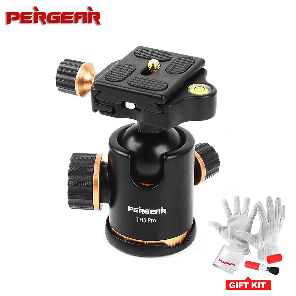Pergear TH3 Pro Tripod Ball Head Quick Release Plate for Photography DSLR Camera Tripod Monopod w/ 3/8" Screw Hole Max Load 8KG