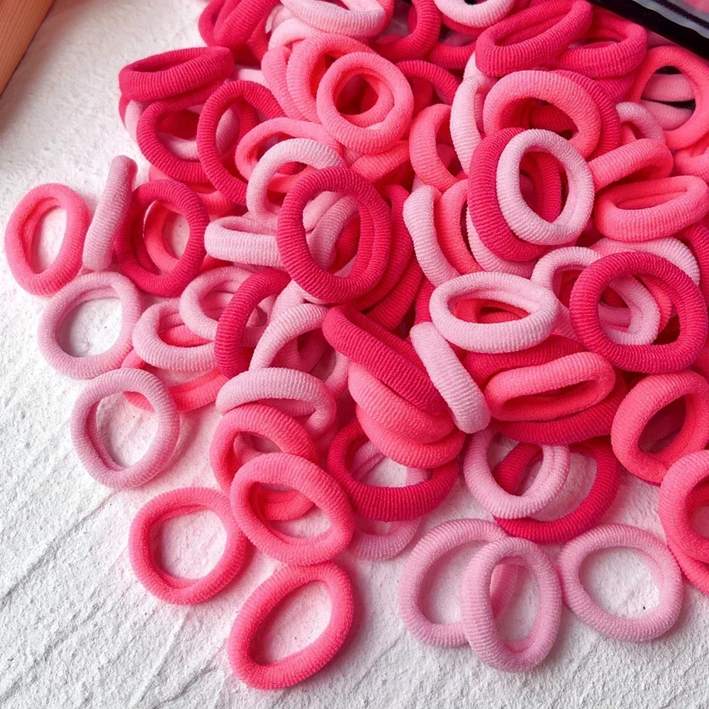 50/100/300 Uds Mini bandas elásticas coloridas para el cabello para niñas accesorios para el cabello diadema de nailon soporte para cola de caballo para niños adorno Scrunchie: S / Beige