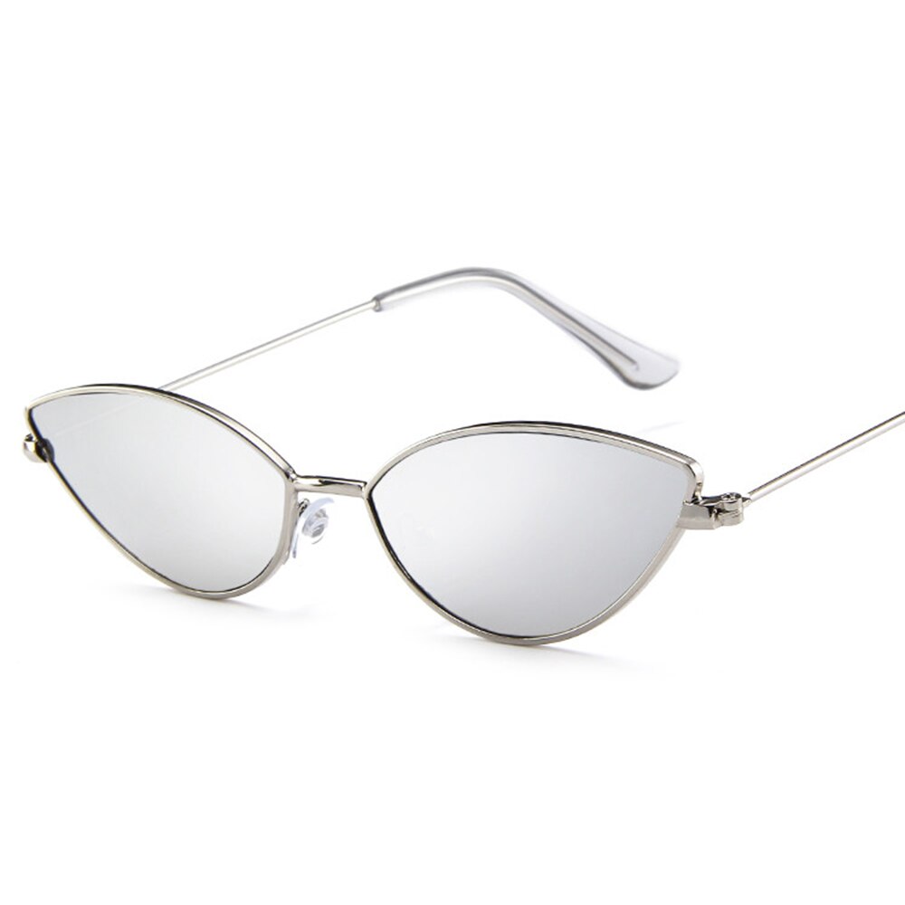 Dcm vintage små damer cat eye solbriller kvinder metalramme gradient solbriller  uv400: C2 sølv
