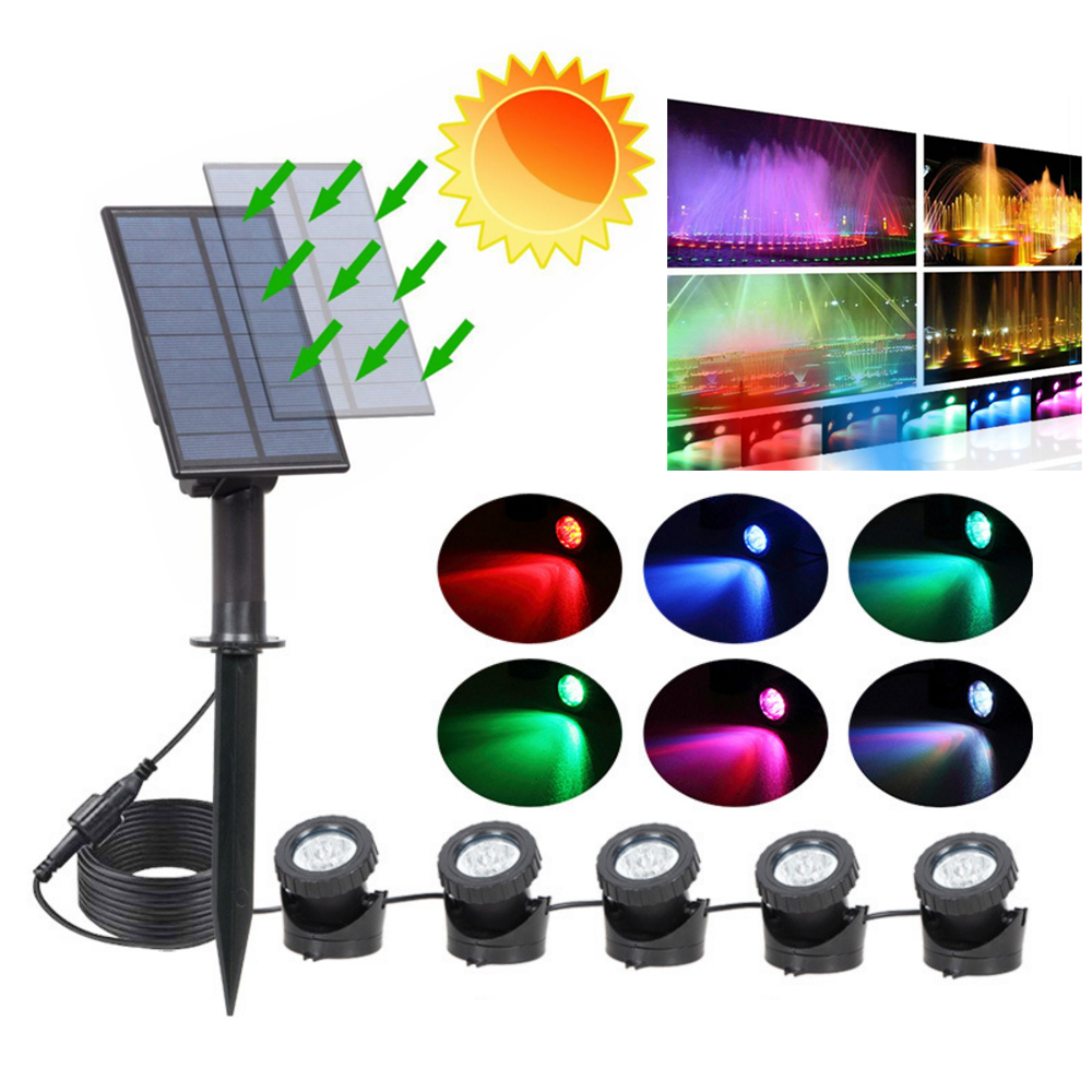 Rgb Solar Led Onderwater Verlichting Waterdichte Vijver Water Tuin Aquarium Spotlight Landschap Lamp Led Gazon Verlichting