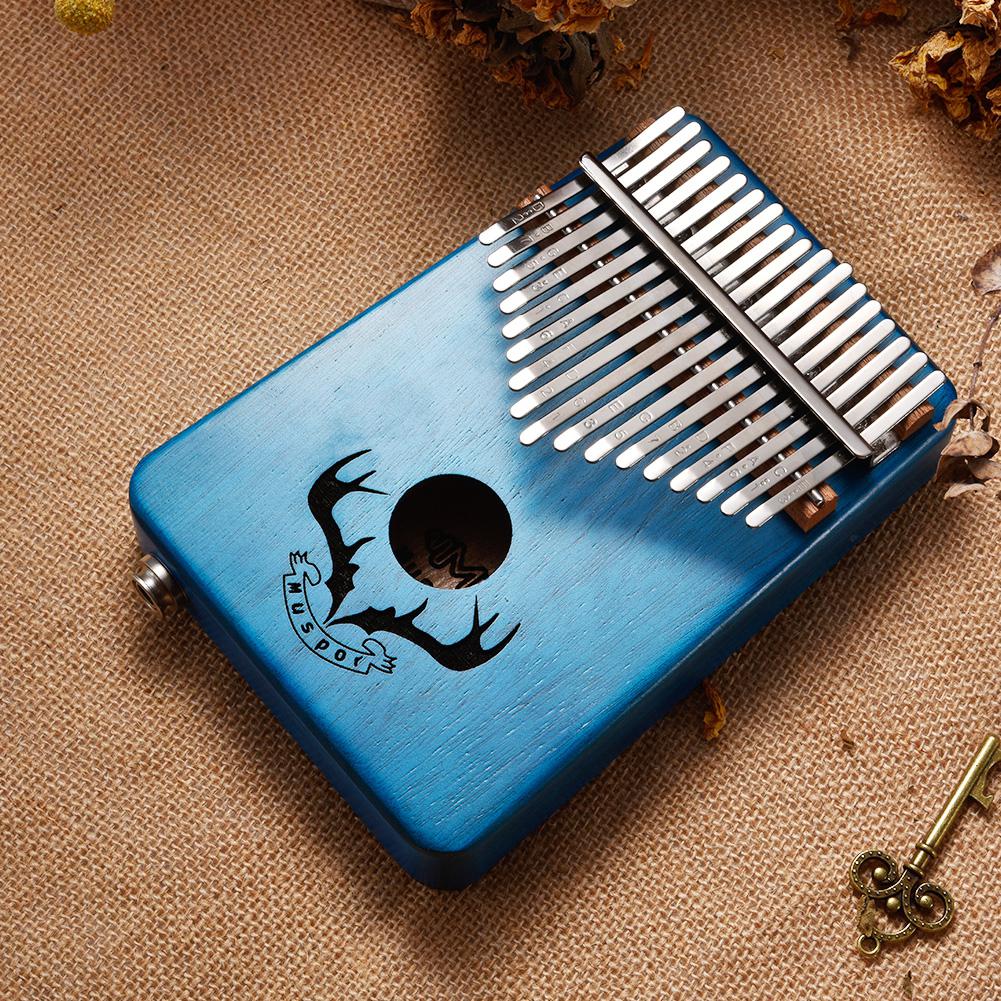 17 Keys EQ Kalimba Mahogany Thumb Piano Kalimba Finger Piano with Electric Pickup Tuner Hammer Beginner Music Learning Keyboard