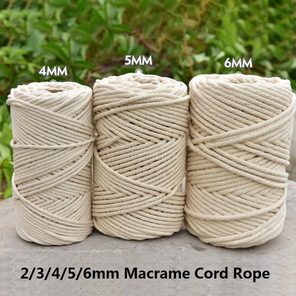 1Roll Macrame Koord Touw Twisted String Katoenen Koord Voor Handgemaakte Natuurlijke Beige Macramé Touw Diy Woonaccessoires 2Mm 3Mm 4Mm 6Mm