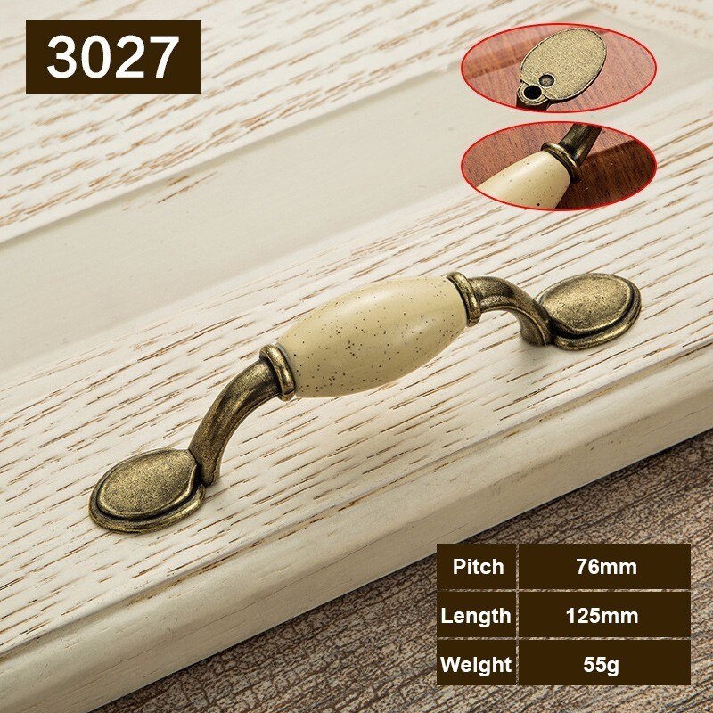 Classic Ceramic Door Handles Antique Kitchen Cabinet Knobs and Handles for Cupboards Drawer Pulls Handles Furniture Hardware