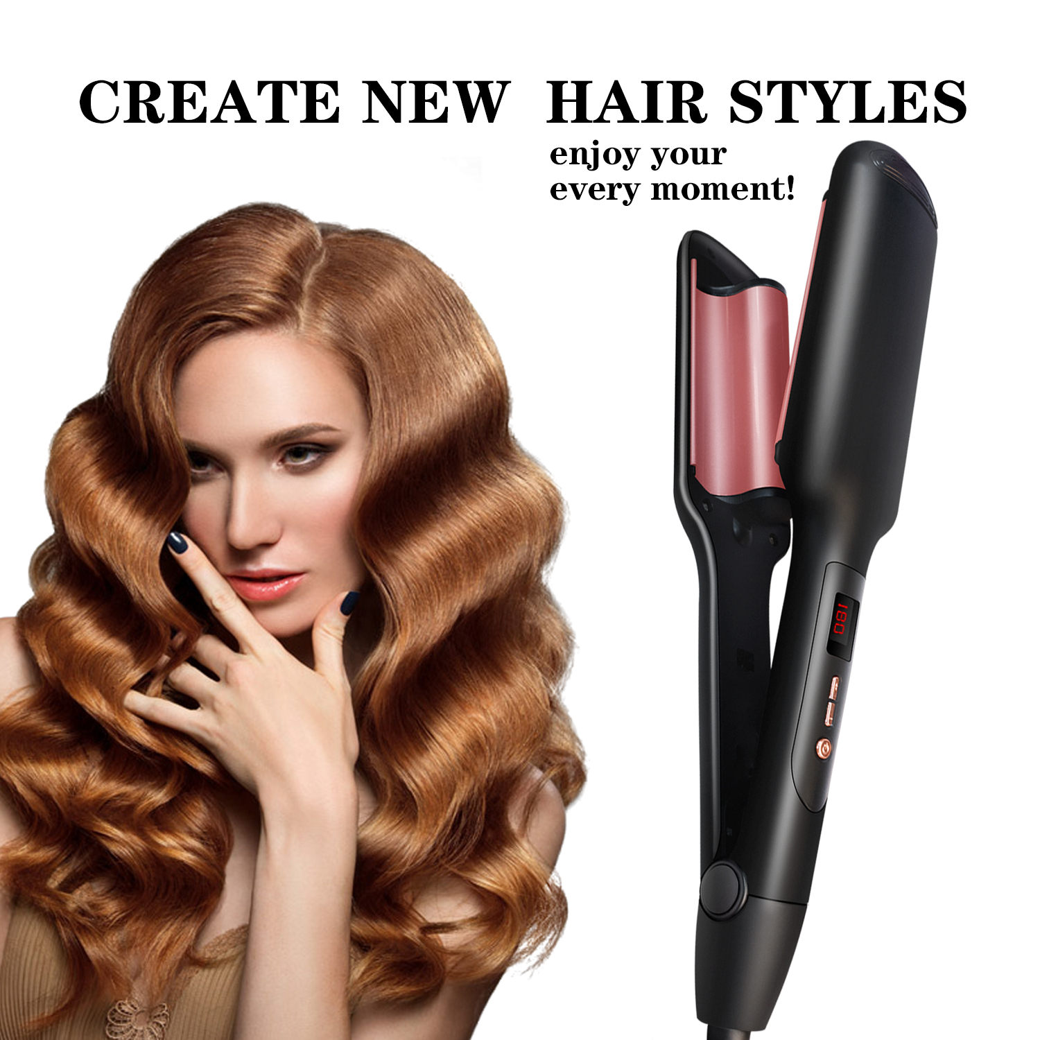 Curling Tongs Wand Deep Waver for Beachy Waves Curling Iron Tourmaline Deep Waver Styling Tools Hair Curlers