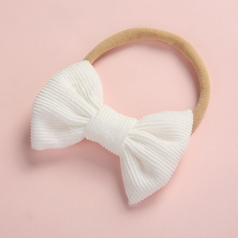 Cute Baby Girl Headband Nylon Bows Elastic Newborn Kids Turban Hair Band Headbands For Girls Haarband Baby Hair Accessories: white