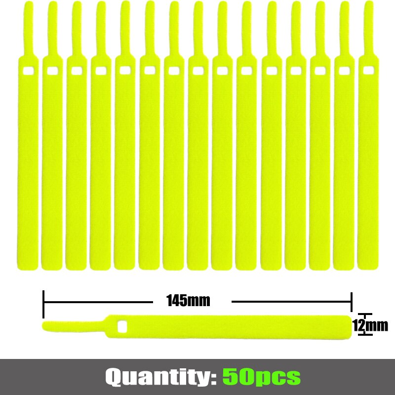 50 stücke 12mm * 145mm Verschluss Band kabelbinder Klebstoff Magie Haken Schleife Stock bulckle Gürtel Bündel Draht linie Band schnur