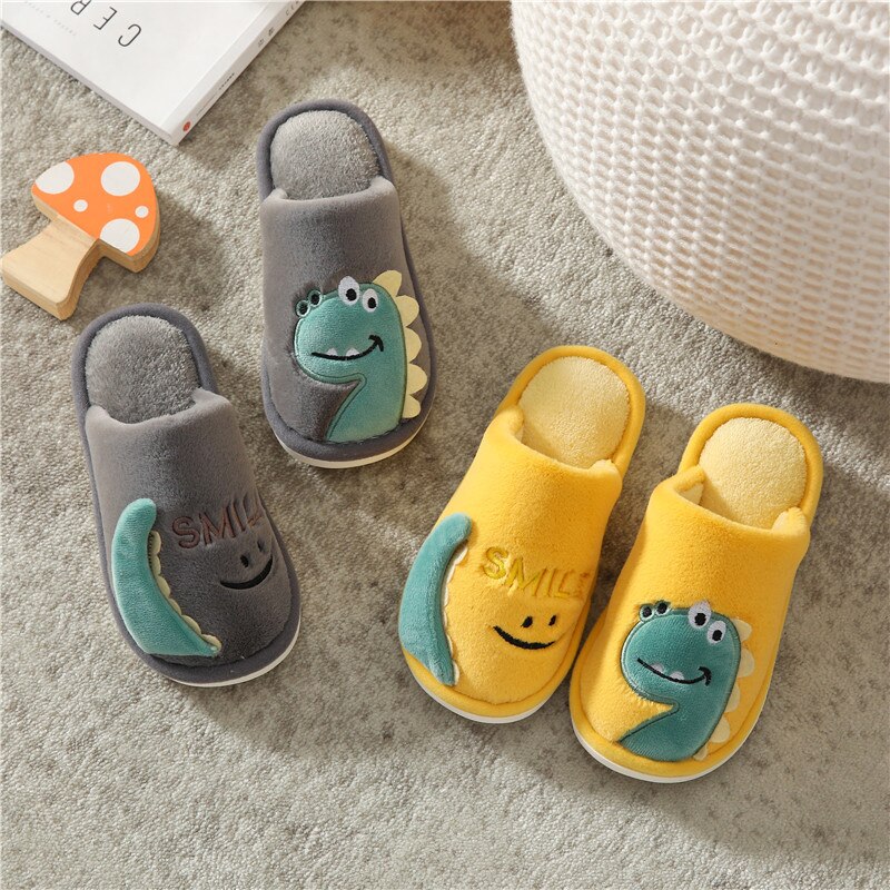 Bébé fille pantoufles dinosaure garçon diapositives automne hiver dessin animé intérieur chaussures enfants enfants anti-dérapant en peluche fourrure bascule