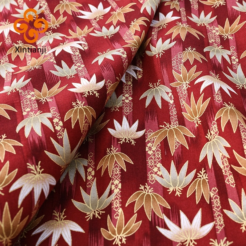 Burgundy Red Cotton Fabric By Half Yards Japanese Zephyr Fabric And Christmas Print Sewing Fabric TJ1023