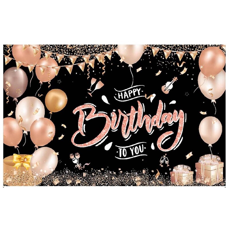 Birthday Banner for Girls Women, Party Birthday Decoration Set for Anniversary Decoration with Ribbon, Rose Gold