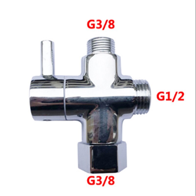 Brass Diverter Chrome Valve 3 Way Water Separator Shower Tee Adapter Adjustable Shower Head Diverter Valve Bathroom Accessories: C