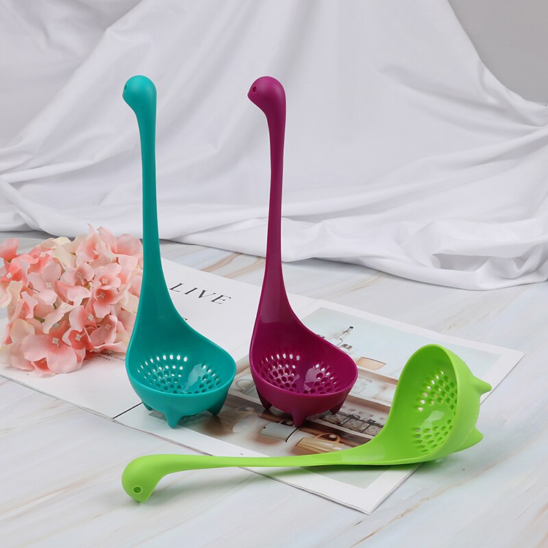 Food-Grade Pp Leuke Dinosaurus Soeplepels Cartoon Monster Lange Staal Servies Servies Creatieve Modellering Pollepel Keuken Gere