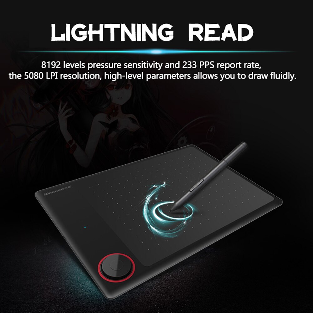 10moons G30 Graphic Tablet 8192 Levels Digital Drawing Tablet with Pen Multifunctional Ultralight Grafische Tablets