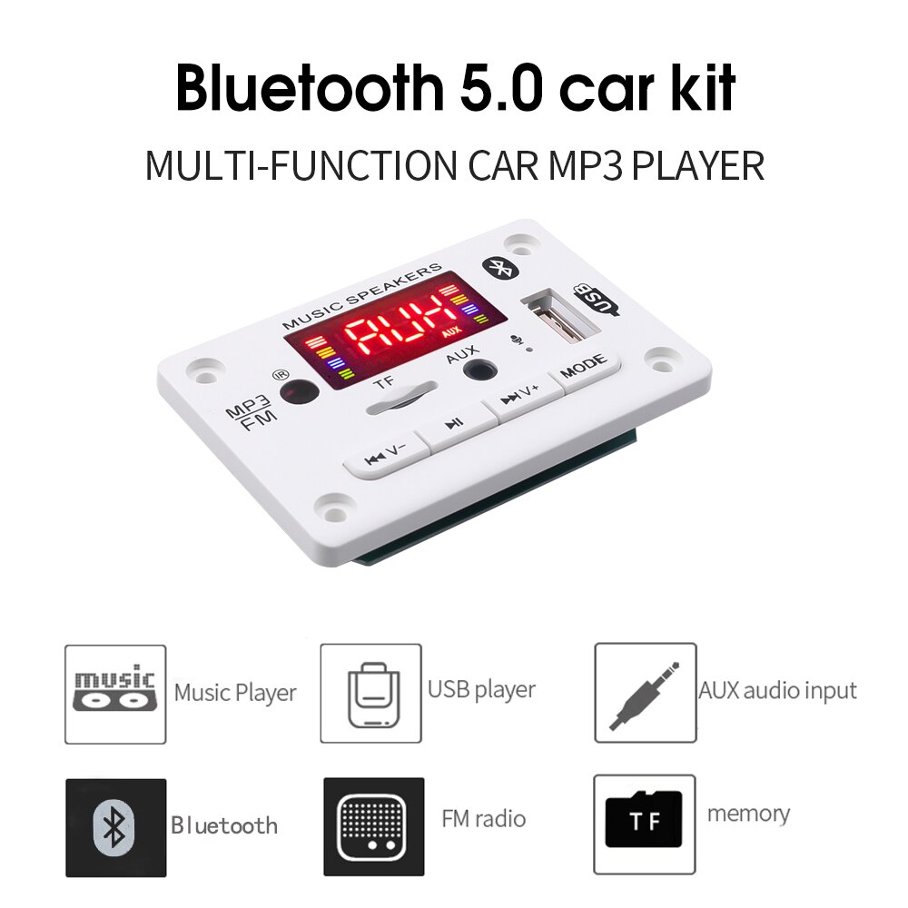 KebiduMEI Bluetooth Mp3 Module de carte de décodage V5.0 lecteur Mp3 haut-parleur sans fil Usb Tf fente pour carte/Usb/Fm/télécommande pour Kit de voiture
