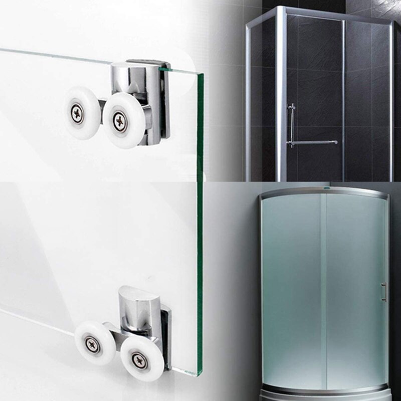 4Pcs Shower Door Wheels 23Mm Shower Door Rollers Heavy Duty Zinc Alloy Dual Wheel For Both Flat Sliding Shower Doors