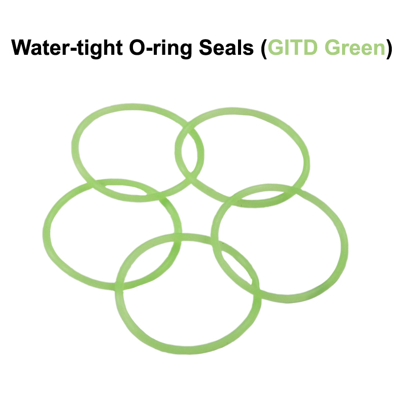 Joint torique élastique en Silicone pour lampes de poche, étanche, vert GITD (10 pièces)