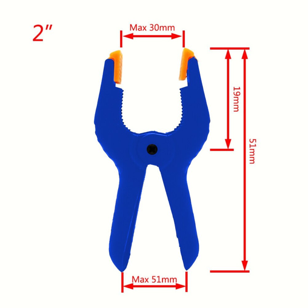 2 Inch Spring Clamps Woodworking Tools Plastic Nylon Grip Cramps Jaw Opening Pinch Cock Micro Spring Clamps Set DIY Tools Grip