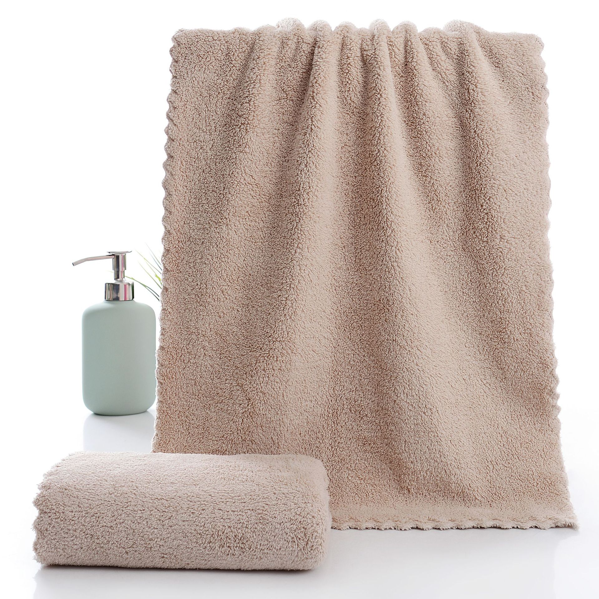 T035A Gezicht Handdoek Microfiber Absorberende Badkamer Thuis Handdoeken Voor Dikkere Quick Dry Doek Voor Schoonmaken Keuken Handdoek: kakhi