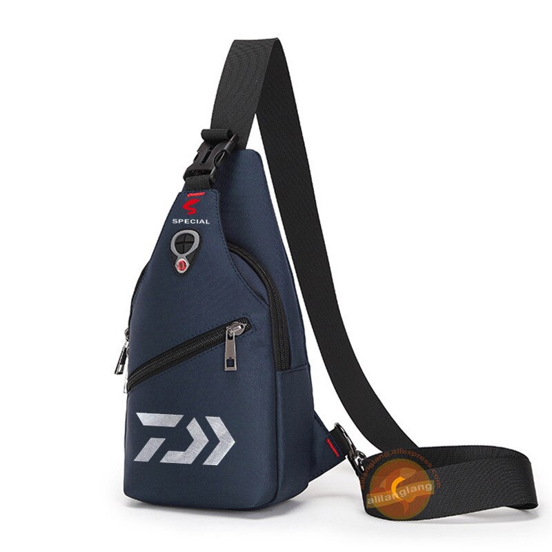 Daiwa Fishing Backpack Waterproof Fishing Lures Reel Bag Straps Fish Tackle Bag Fishing Chest Pack Multi-pocket Tackle Bag 44#: Blue