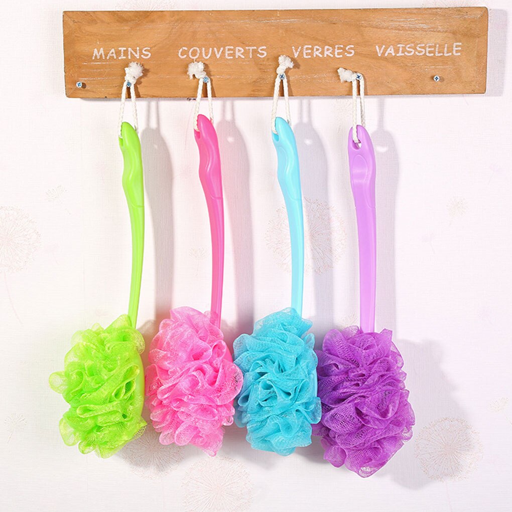 Long Handle Bath Netted Brush Hanging Soft Mesh Sponge Back Body Hanging Shower Scrubber Loofah