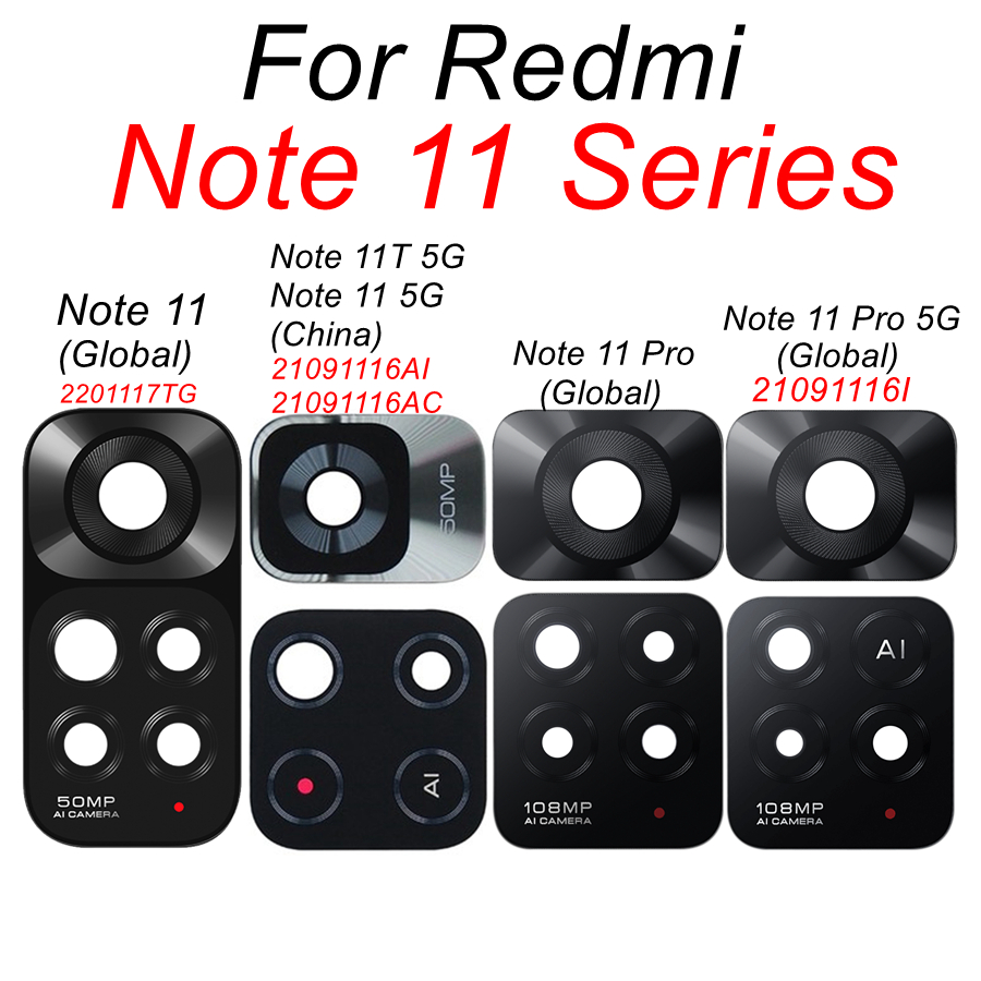 2 Stuks Hoofd Back Camera Glas Voor Xiaomi Redmi Note 11 Pro + Plus 5G Achteruitrijcamera Glas Lens cover Vervanging Voor Redmi Note 11T 11S