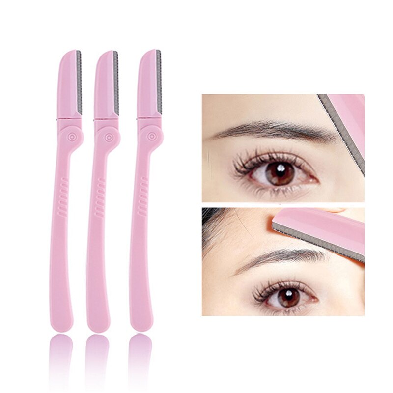 3Pcs Women Men Eyebrow Trimmer Foldable Blades Facial Brow Hair Remover Razor Beauty Eyebrow Shaper Shaver Makeup Tools Set